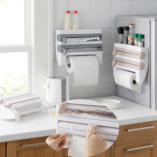 Cling Film Cutter Wrap Dispenser Food Storage Organizer