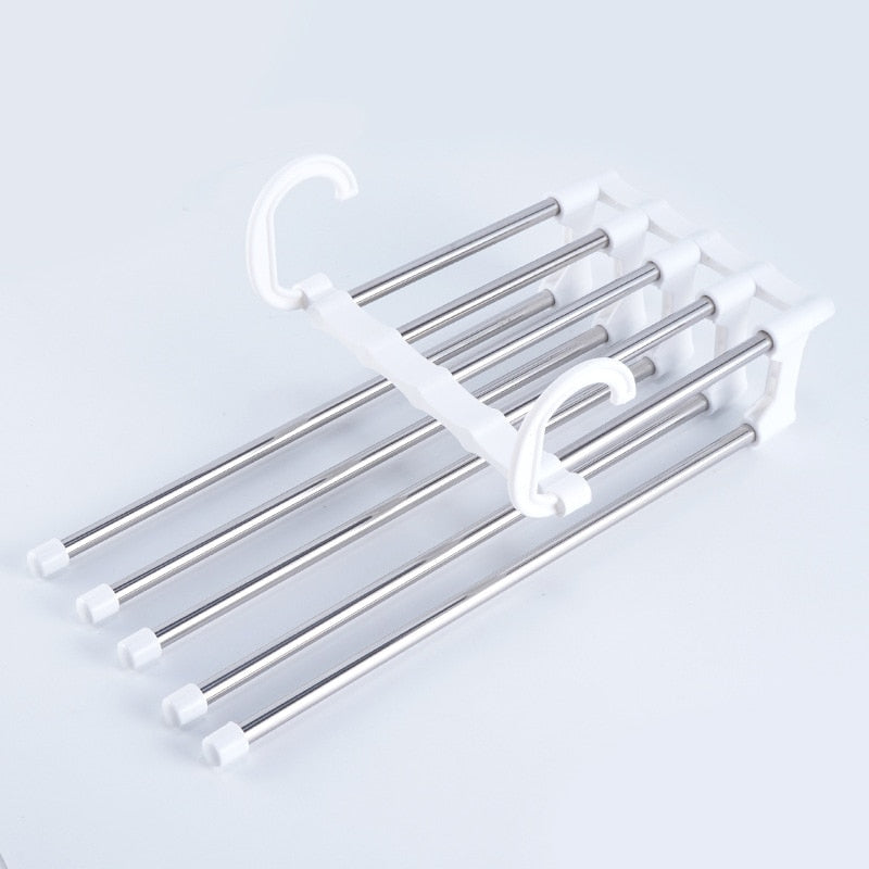 Stainless steel hanger multi-functional 5-in-1 adjustable pant frame